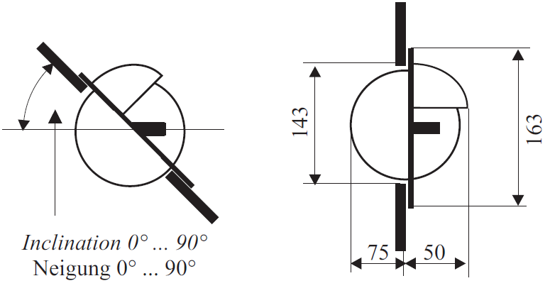 37206s Spherical compass lota1 Dimensioning